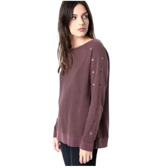 Joe's Jeans Collection Sweatshirt Women Small Mauve Purple Izzy Grommet Pullover - Picture 1 of 9